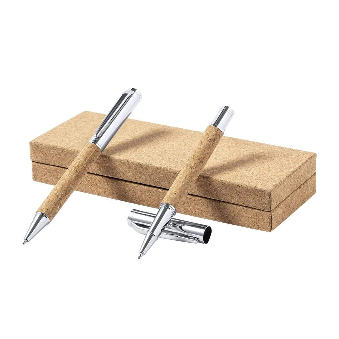 set boligrafos de corcho