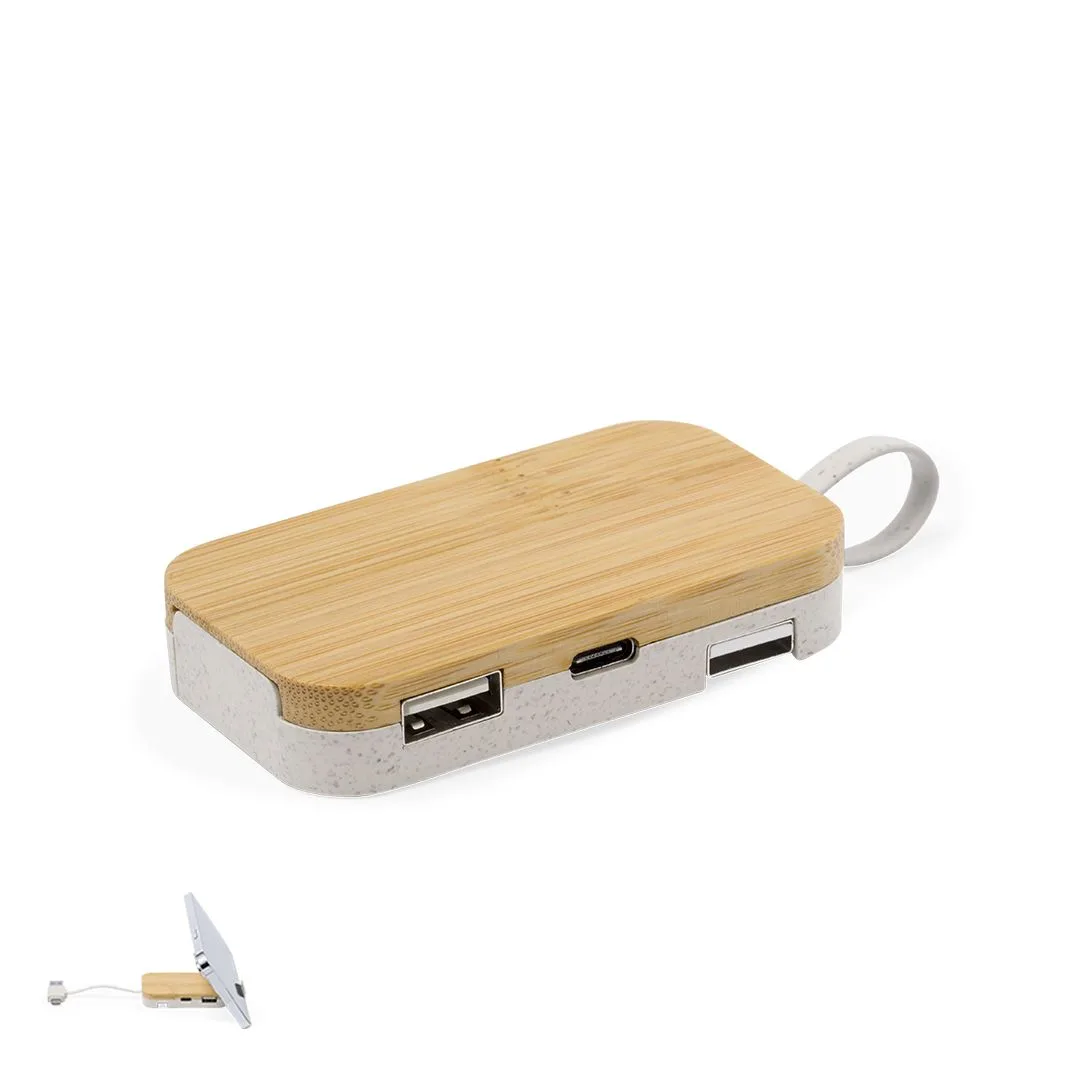 Hub USB 2.0 Dual con Soporte para Móvil