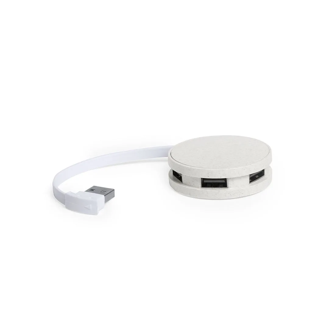 Hub USB Redondeado de Caña de Trigo