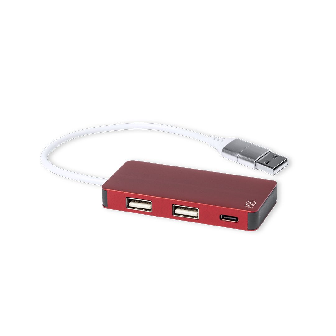 Hub USB de Aluminio Reciclado con Entrada Dual