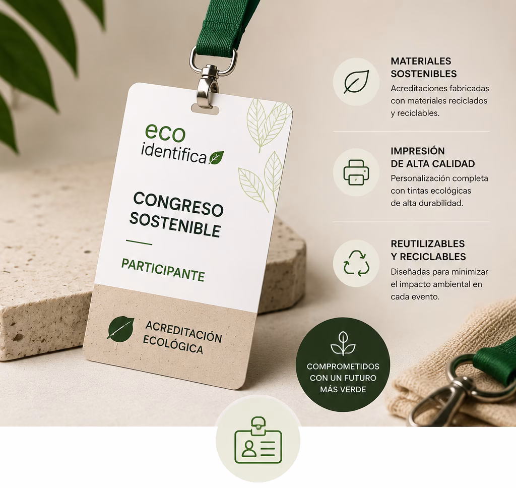 acreditaciones fabricadas con materiales sostenibles